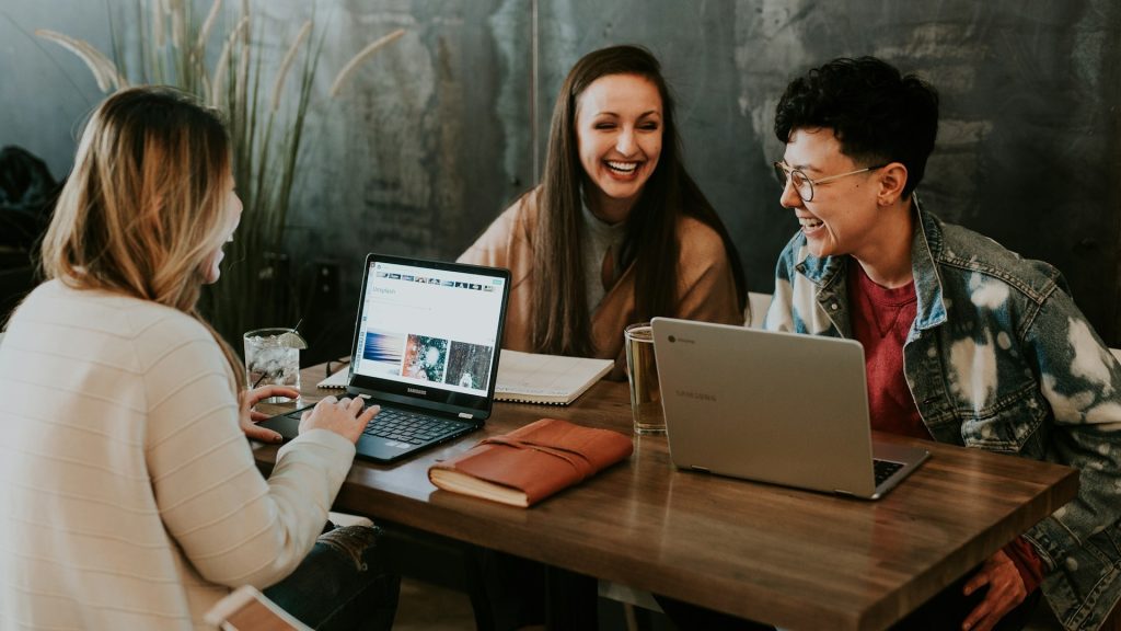 Professionals building real business relationships over a laptop