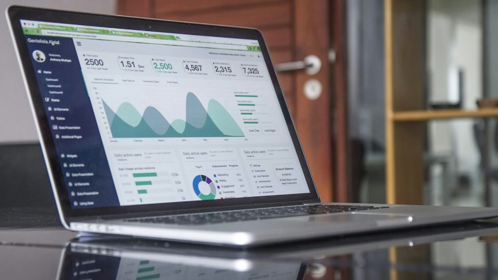 Marketing analytics dashboard on a laptop screen